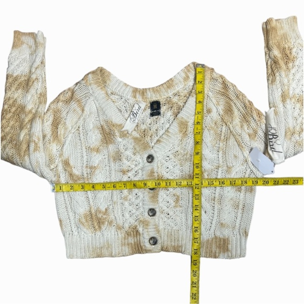 Bird by Juicy Couture tea stained tie dye cable knit cropped cardigan sweater - Picture 4 of 6